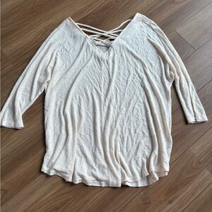 Umgee Open VNeck Knit Blouse Lightweight Preppy Athleisure Coastal Vacation Yoga